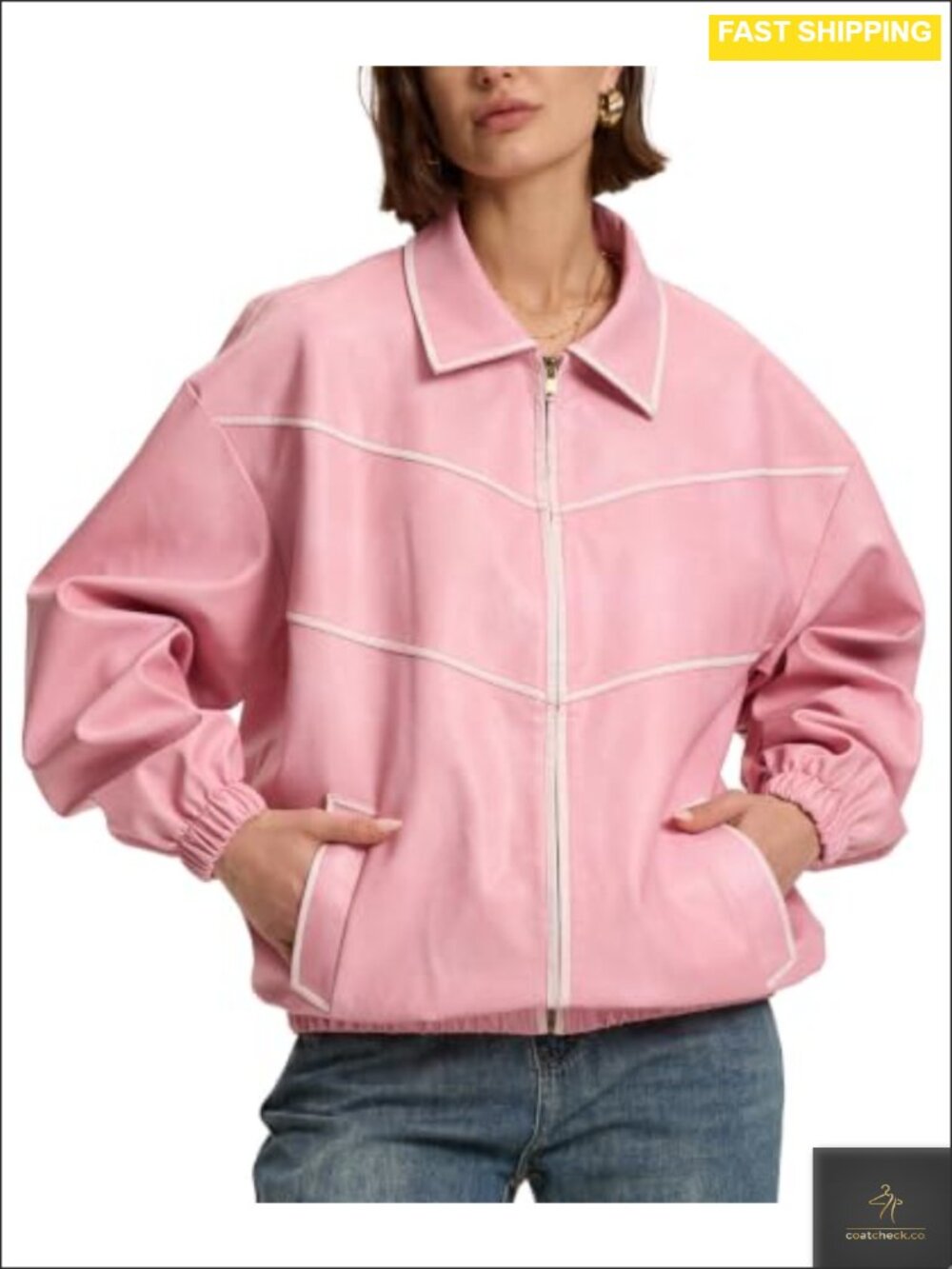 Oversized Faux Leather Jacket Aviator Motorcycle Coat Women's